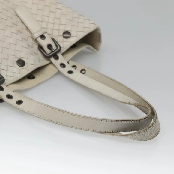 BOTTEGA VENETA INTRECCIATO Tote Bag Leather White Auth bs25990 - Picture 8 of 16